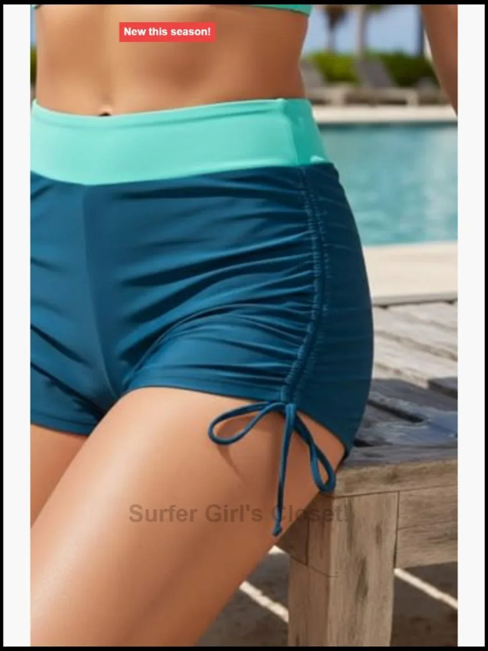Women's Sporty Bikini Set Two Piece Color Block High Waisted Boy Shorts Bottom